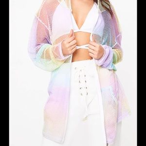 Rainbow mesh zip see through hoodie. Size 12
